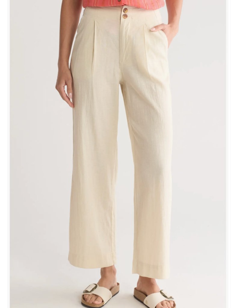 Marine Layer Hemp Tencel Juni High Waist Wide Leg Trouser Natural 14 Nwt